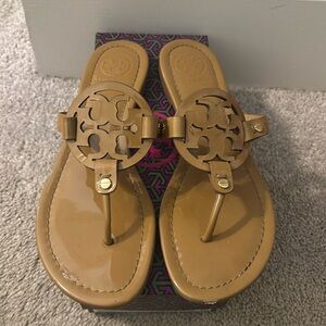 Tory Burch Miller sandal- Tan patent leather